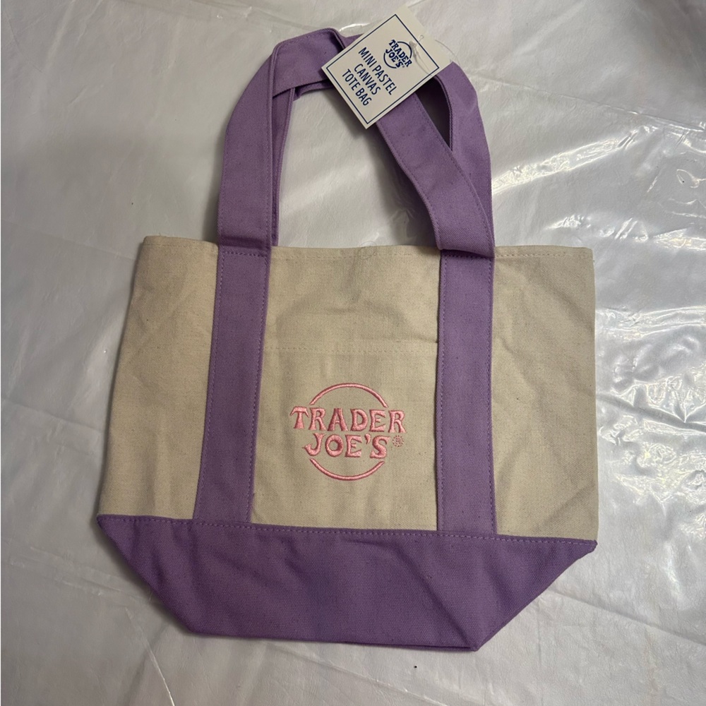 Trader Joe's Purple Mini Canvas Tote Bag
